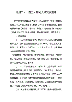 郴州市“十四五”期间人才发展规划.docx
