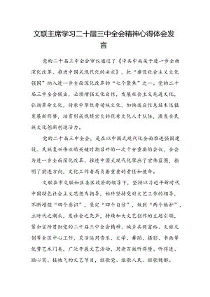 文联主席学习二十届三中全会精神心得体会发言.docx