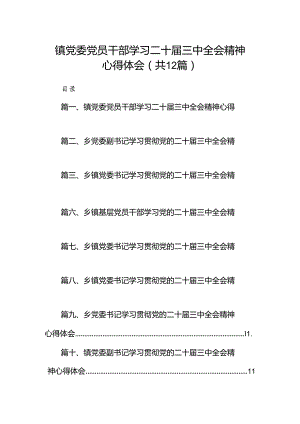 镇党委党员干部学习二十届三中全会精神心得体会12篇（精选）.docx
