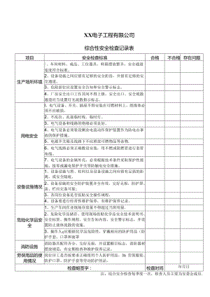 XX电子工程有限公司综合性安全检查记录表（2024年）.docx