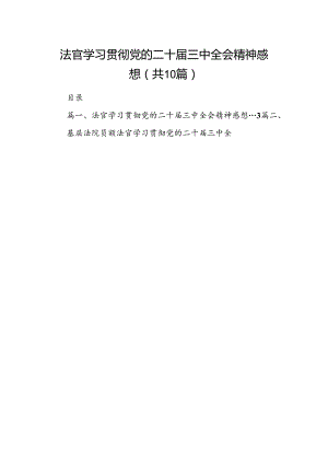 （10篇）法官学习贯彻党的二十届三中全会精神感想范文.docx