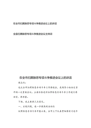 在全市（县）扫黑除恶专项斗争推进会议上的讲话、主持词.docx