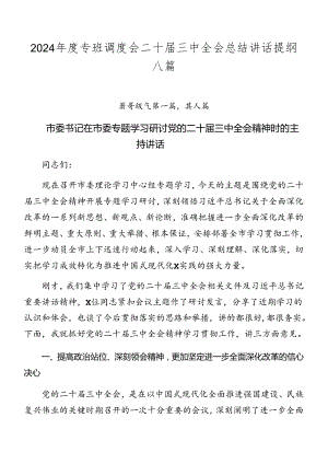 2024年度专班调度会二十届三中全会总结讲话提纲八篇.docx