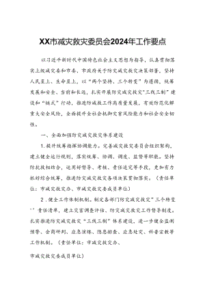 XX市减灾救灾委员会2024年工作要点.docx