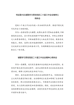 特巡警大队辅警学习贯彻党的二十届三中全会精神心得体会（共8篇）.docx