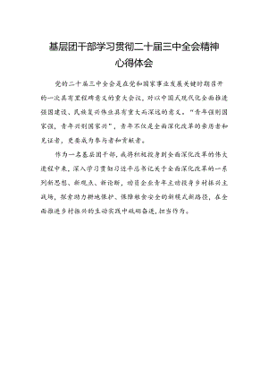 基层团干部学习贯彻二十届三中全会精神心得体会.docx
