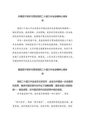 共青团干部学习贯彻党的二十届三中全会精神心得体会（共五篇选择）.docx