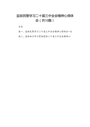 监狱民警学习二十届三中全会精神心得体会10篇（详细版）.docx