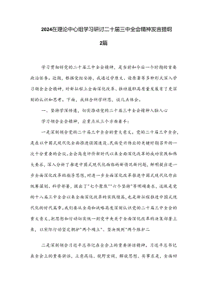 2024在理论中心组学习研讨二十届三中全会精神发言提纲2篇.docx
