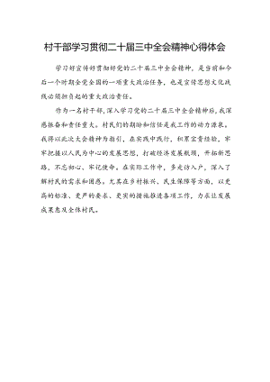 村干部学习贯彻二十届三中全会精神心得体会.docx