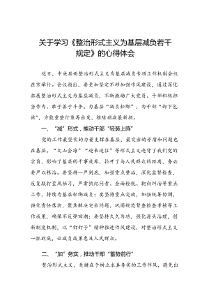 学习贯彻《整治形式主义为基层减负若干规定》心得体会交流发言四篇.docx