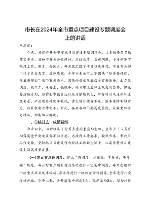 市长在2024年全市重点项目建设专题调度会上的讲话.docx