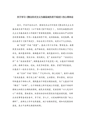 (精选八篇)关于学习《整治形式主义为基层减负若干规定》心得体会.docx