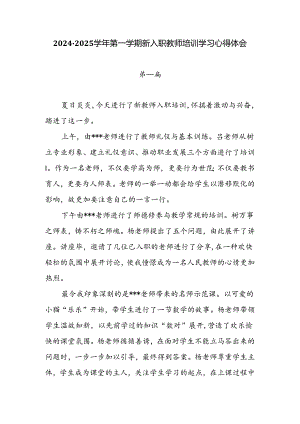 2024-2025学年第一学期新入职教师培训学习心得体会8篇.docx