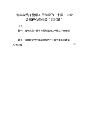 （10篇）青年党员干警学习贯彻党的二十届三中全会精神心得体会（精选）.docx