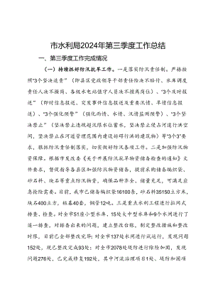 市水利局2024年第三季度工作总结.docx