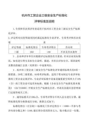 杭州市工贸企业三级安全生产标准化评审标准和说明.docx