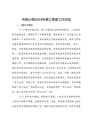 市统计局2024年第三季度工作总结 .docx
