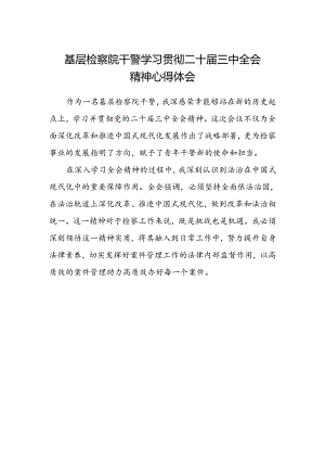 基层检察院干警学习贯彻二十届三中全会精神心得体会.docx
