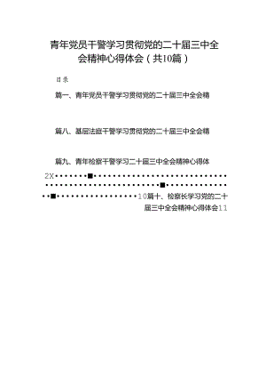 （10篇）青年党员干警学习贯彻党的二十届三中全会精神心得体会范文.docx