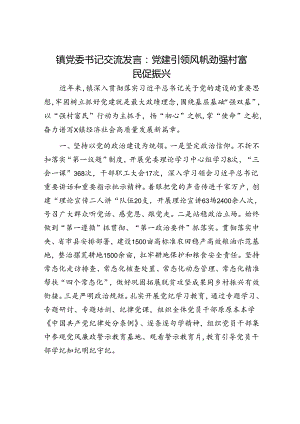 镇党委书记交流发言：党建引领风帆劲 强村富民促振兴.docx