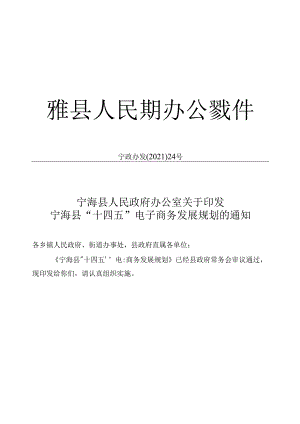 宁海县“十四五”电子商务发展规划.docx