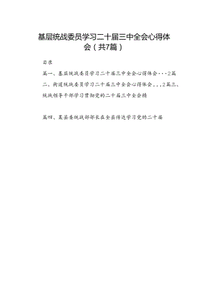 基层统战委员学习二十届三中全会心得体会7篇（精选版）.docx