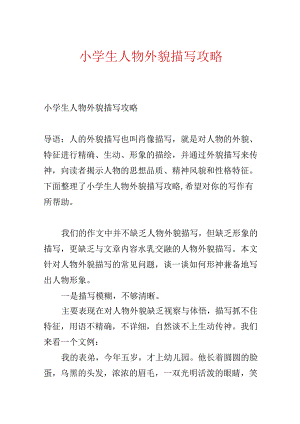 小学生人物外貌描写攻略.docx
