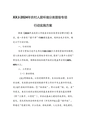 XX乡2024年农村人居环境分类晋级专项行动实施方案.docx