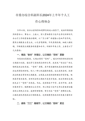 市委办综合科副科长2024年上半年个人工作心得体会.docx