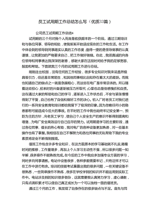 员工试用期工作总结怎么写（优质33篇）.docx