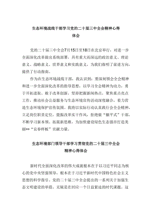 （11篇）生态环境战线干部学习党的二十届三中全会精神心得体会范文.docx