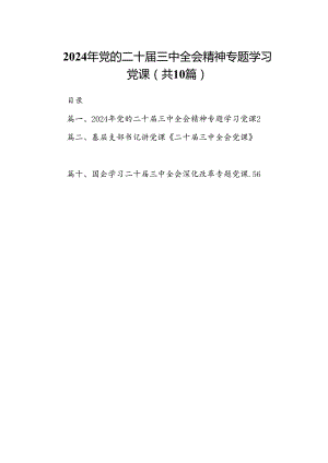 （10篇）2024年党的二十届三中全会精神专题学习党课精选.docx