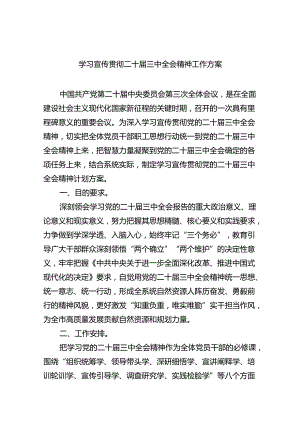 （8篇）学习宣传贯彻二十届三中全会精神工作方案汇编.docx