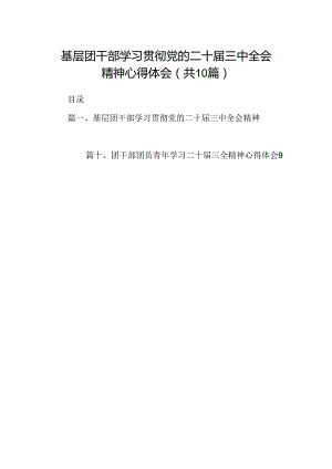 （10篇）基层团干部学习贯彻党的二十届三中全会精神心得体会（精选）.docx
