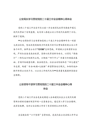 公安局长学习贯彻党的二十届三中全会精神心得体会8篇（详细版）.docx