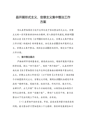 县开展形式主义、官僚主义集中整治工作方案.docx