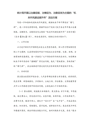 统计局开展以治庸促能、治懒促为、治散促效为主题的“机关作风建设提升年”活动方案.docx