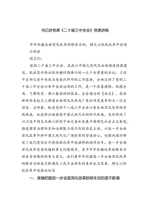 书记讲党课《二十届三中全会》党课讲稿5篇（精选版）.docx