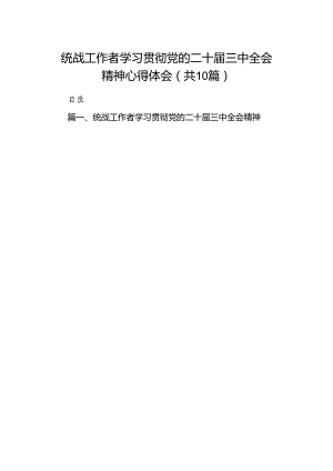（10篇）统战工作者学习贯彻党的二十届三中全会精神心得体会范文.docx