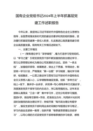 国有企业党组书记2024年上半年抓基层党建工作述职报告.docx