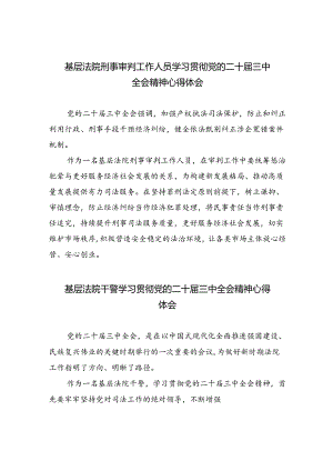 基层法院刑事审判工作人员学习贯彻党的二十届三中全会精神心得体会5篇（精选版）.docx