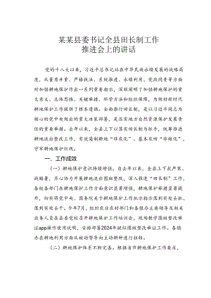 某某县委书记全县田长制工作推进会上的讲话.docx