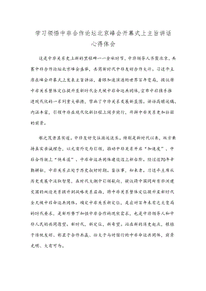 学习领悟中非合作论坛北京峰会开幕式上主旨讲话心得体会.docx