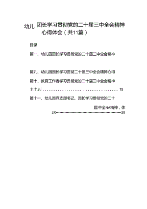 （11篇）幼儿园园长学习贯彻党的二十届三中全会精神心得体会（最新版）.docx