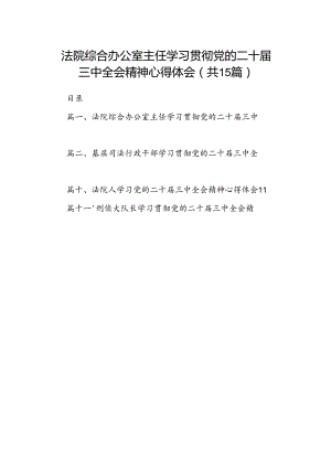 （15篇）法院综合办公室主任学习贯彻党的二十届三中全会精神心得体会范文.docx