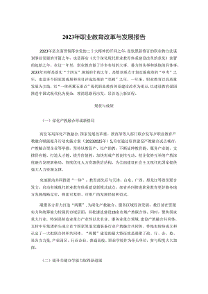 2023年职业教育改革与发展报告.docx