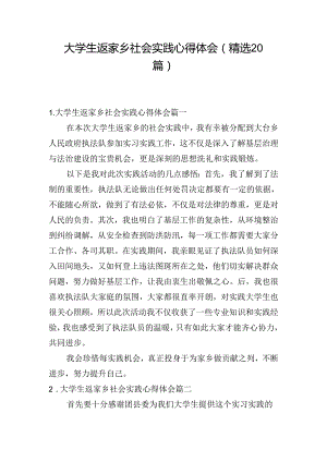 大学生返家乡社会实践心得体会（精选20篇）.docx