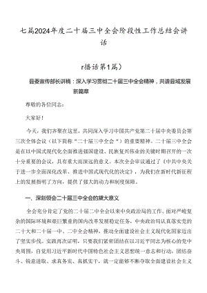 七篇2024年度二十届三中全会阶段性工作总结会讲话.docx
