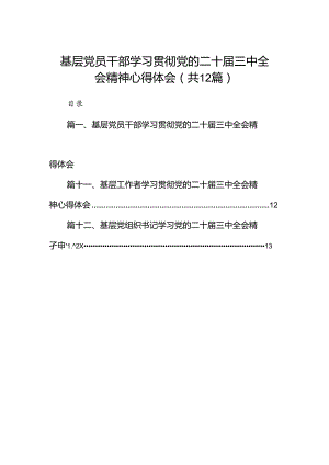 基层党员干部学习贯彻党的二十届三中全会精神心得体会12篇供参考.docx